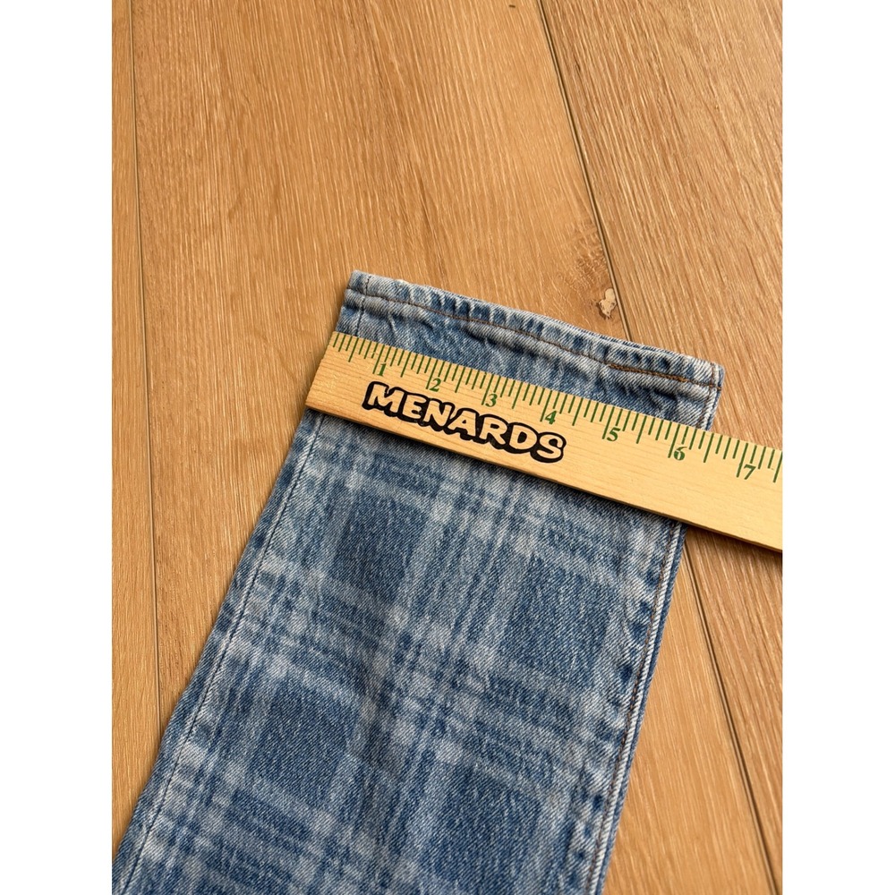 Levis Wedgie Straight Plaid Blue Denim Jeans High Rise Button Fly size 25 - Picture 7 of 10